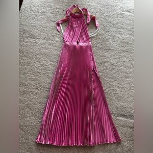 L'IDÉE's Renaissance pleated gown in hot pink size 4